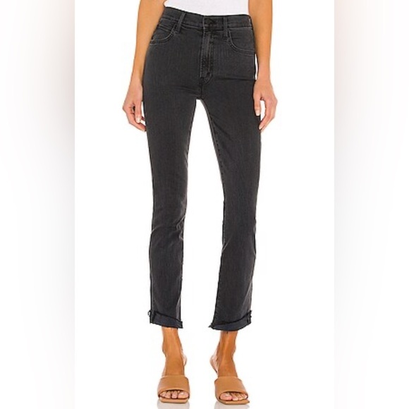 MOTHER Jeans Women’s Size 26 High Rise Rascal Ankle Slit Flip In Faded Black - Picture 1 of 11